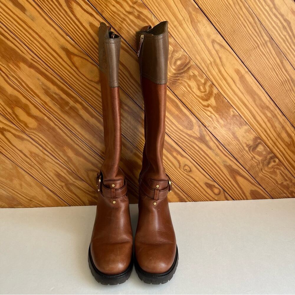 Tory Burch Daniela Brown Leather Riding Boot - Picture 3 of 8